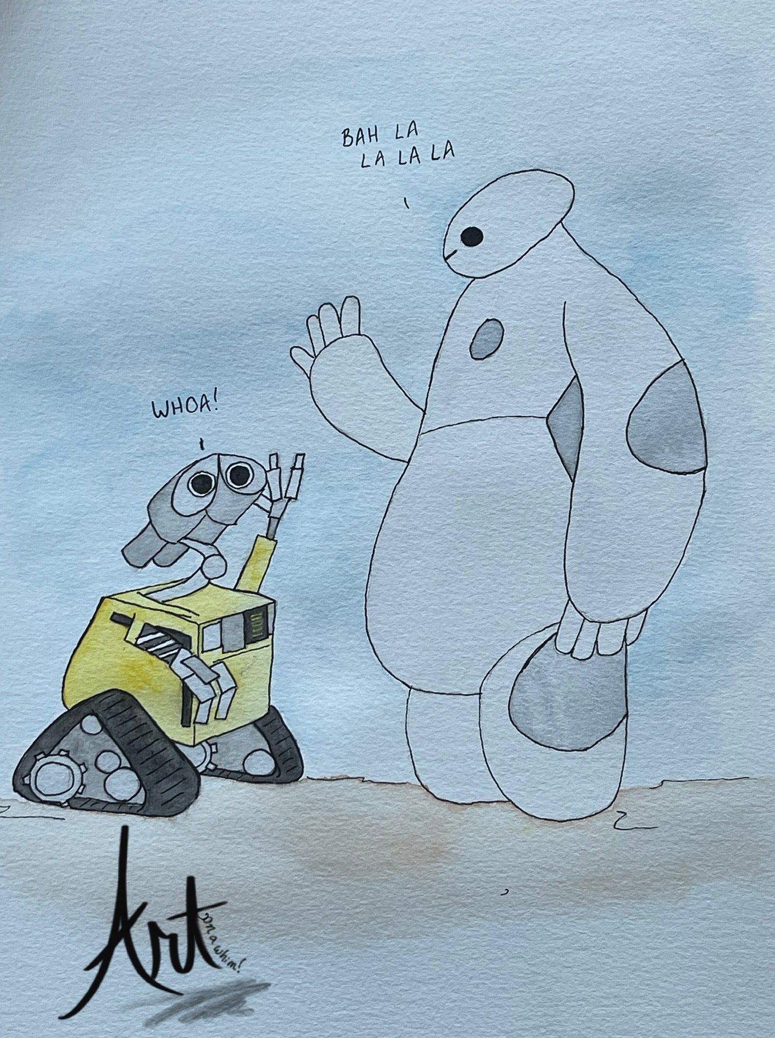 Friendly Helpful Robots Blank Greeting Card