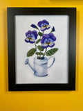 Pansies in Watering Can Print