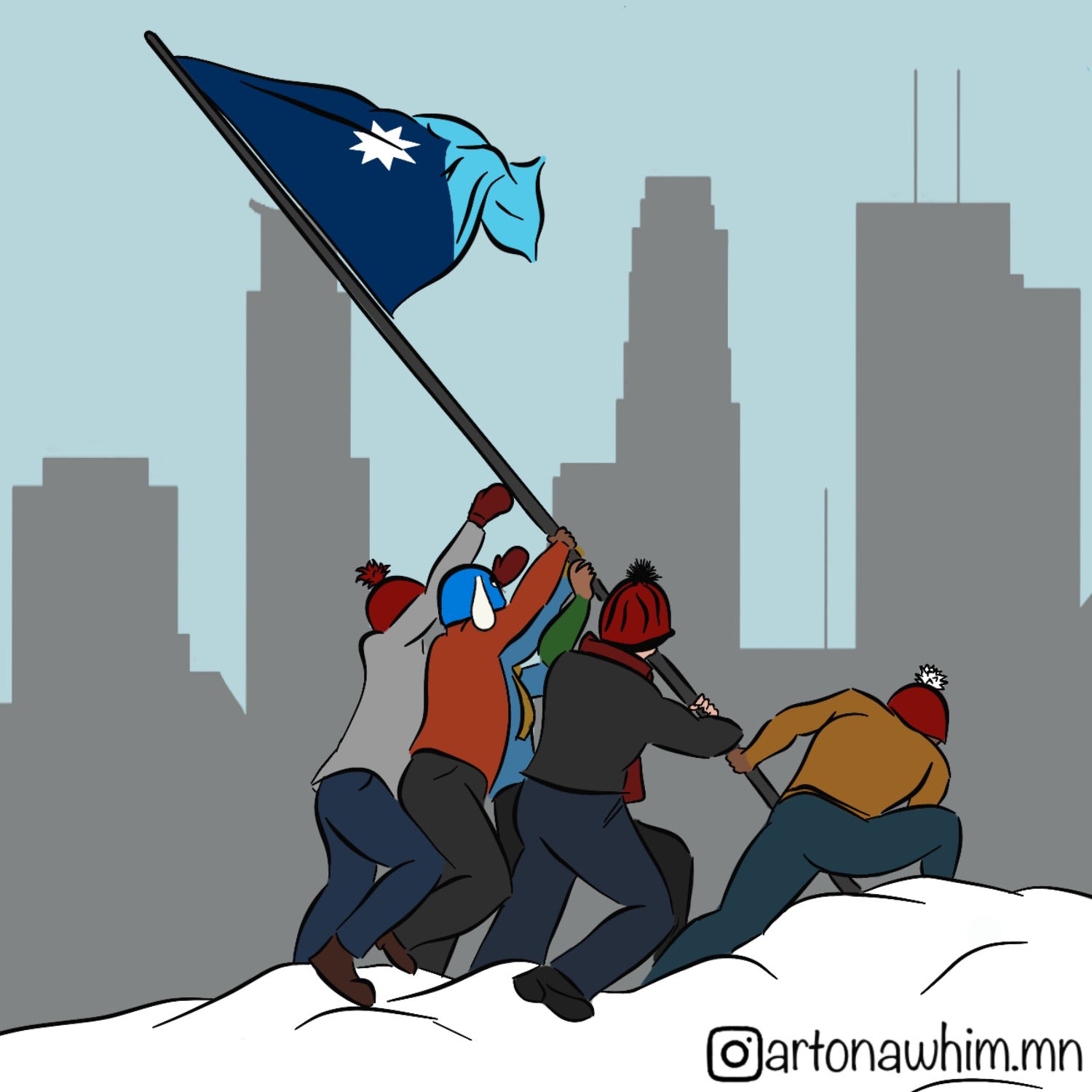 3” Vinyl Sticker: Raising MN Flag