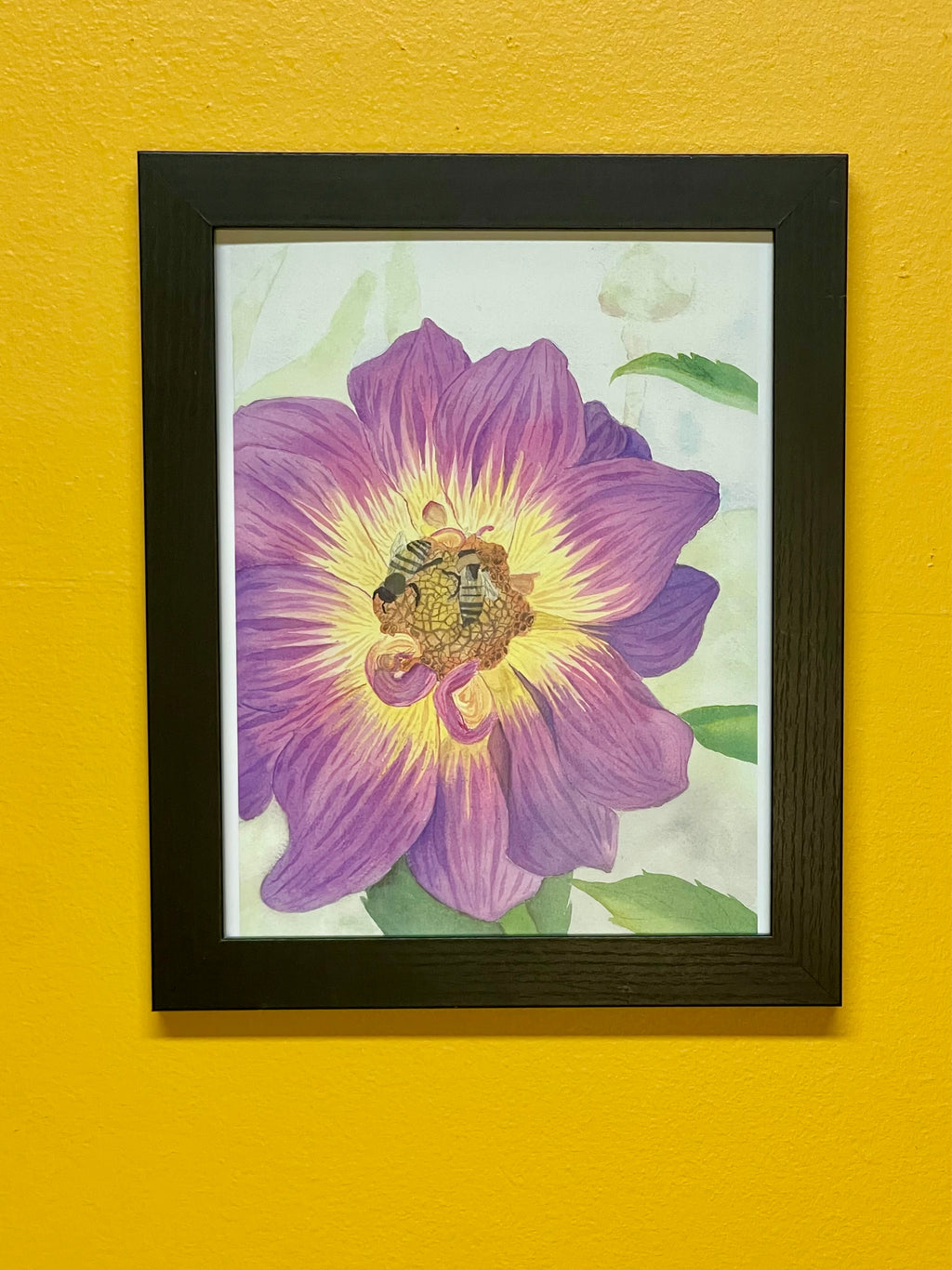 Bee on Purple Dahlia Print