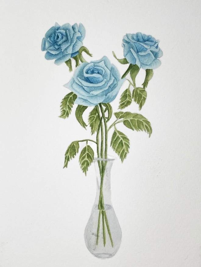 Turquoise Roses Blank Greeting Card