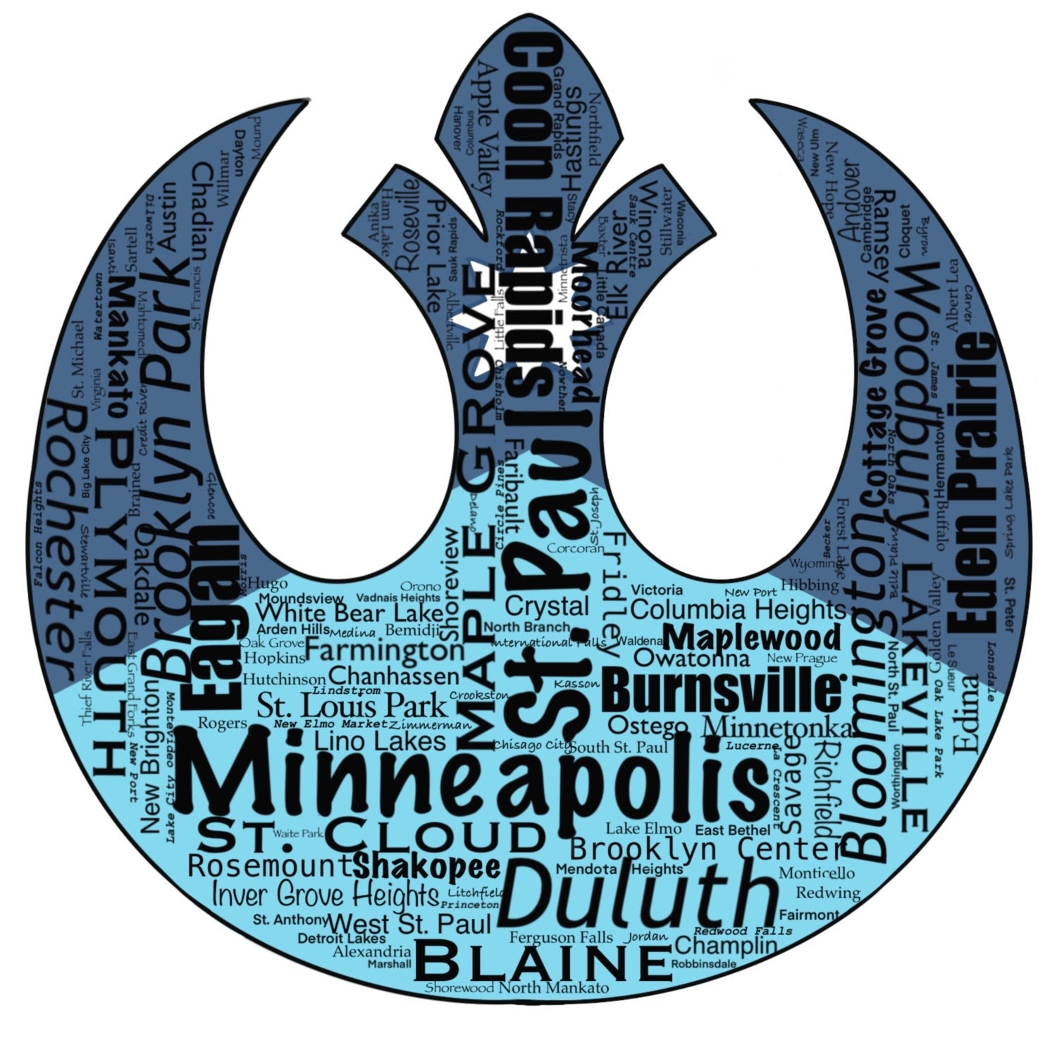 3” Vinyl Sticker: Rebel Symbol, MN Cities