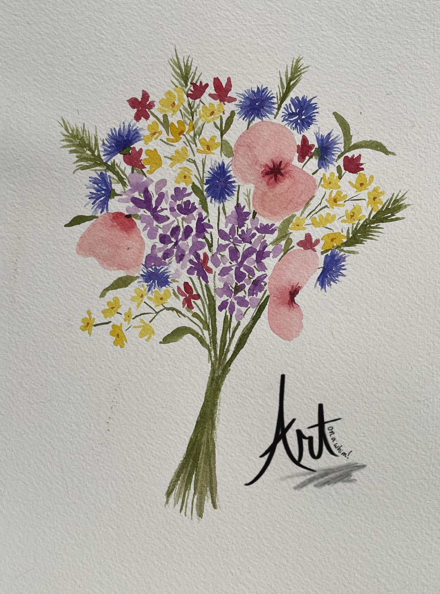 Loose Floral Poppy Bouquet Print