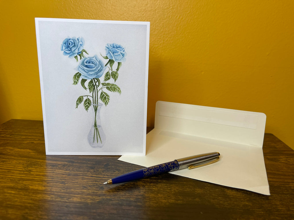 Turquoise Roses Blank Greeting Card