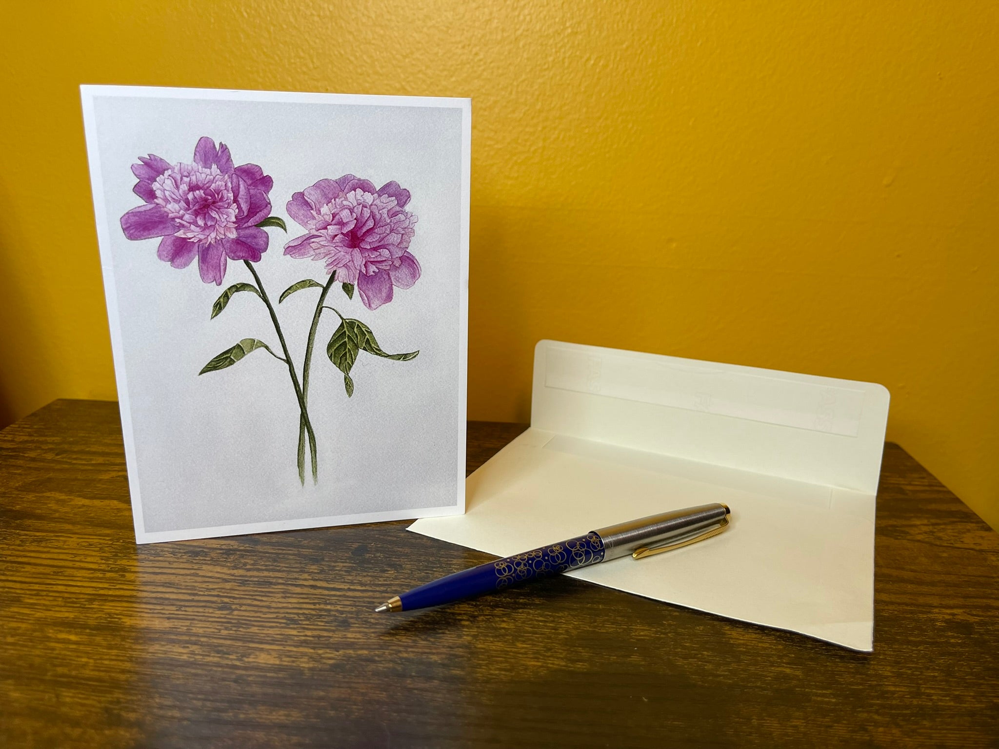 Peonies Blank Greeting Card